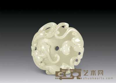 清 白玉双螭珮 长5cm